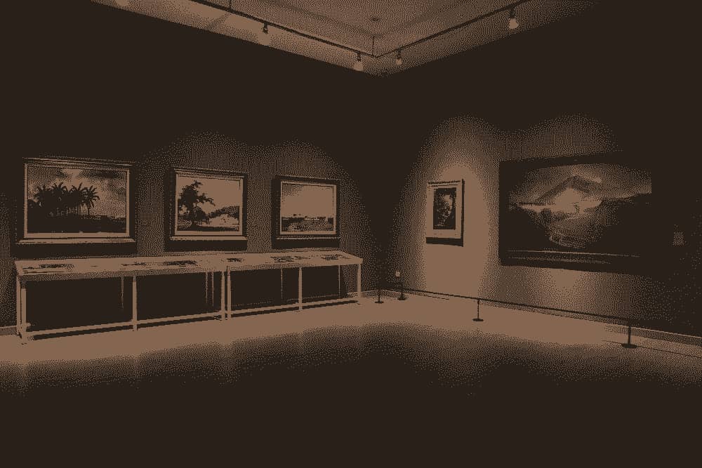 Paintings in a gallery