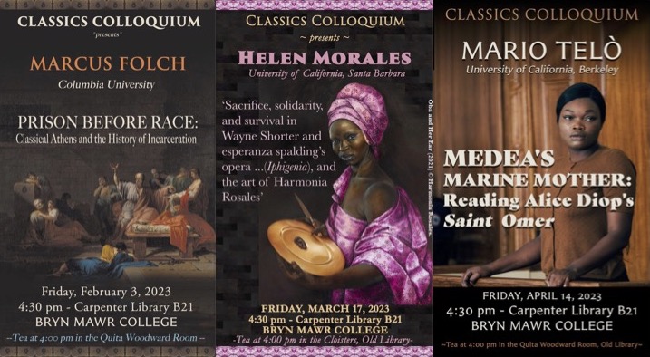 Image of three posters advertising the different colloquium talks.