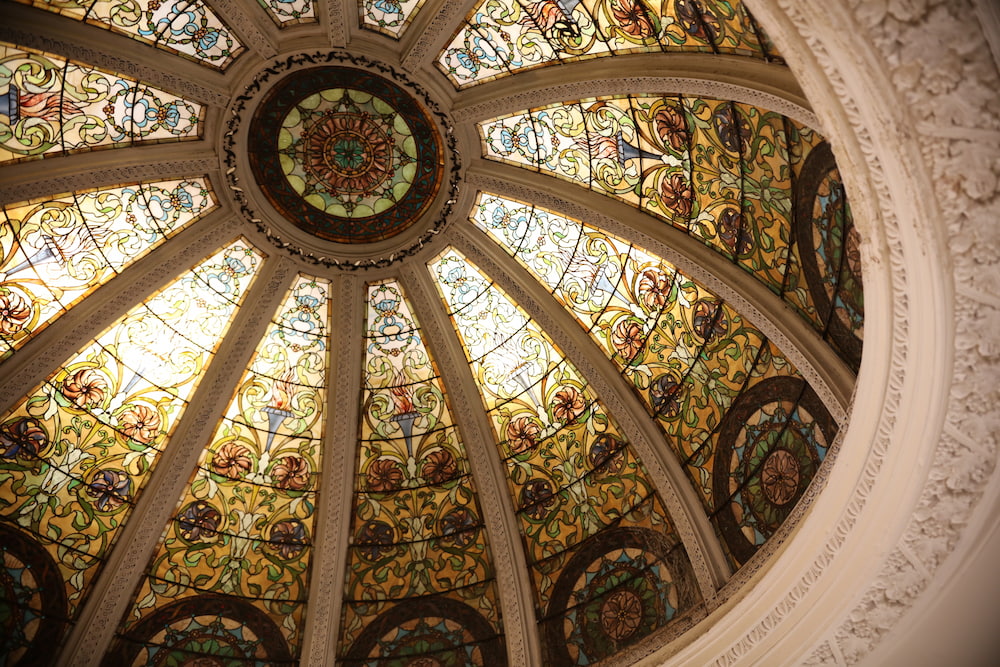 Tiffany glass blown ceiling dome