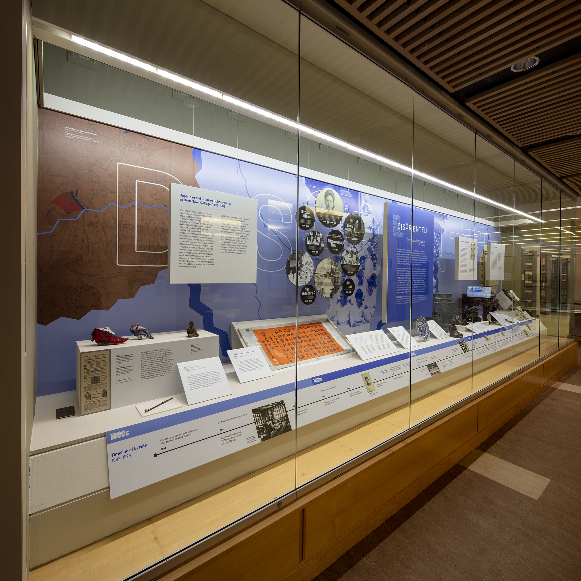 A photograph of the Disoriented installation in Special Collections